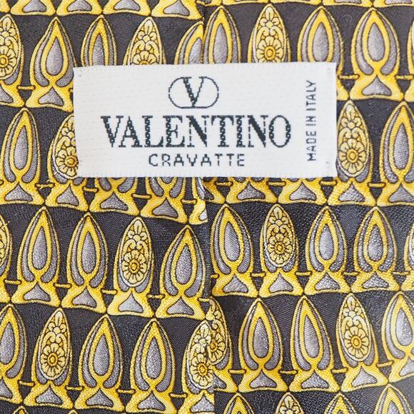 Valentino Cravatte Necktie 100% Silk Gold Tie Handmade in Italy - Picture 2 of 9